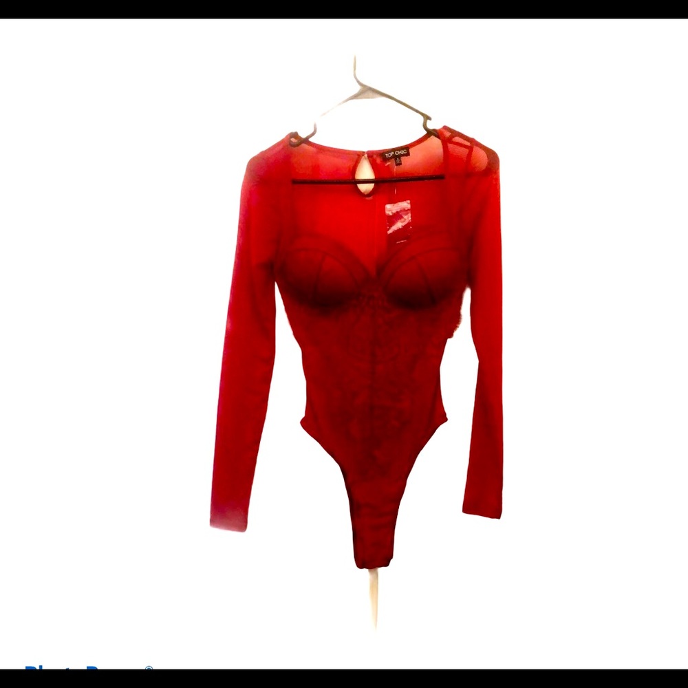 Top chick red body suite